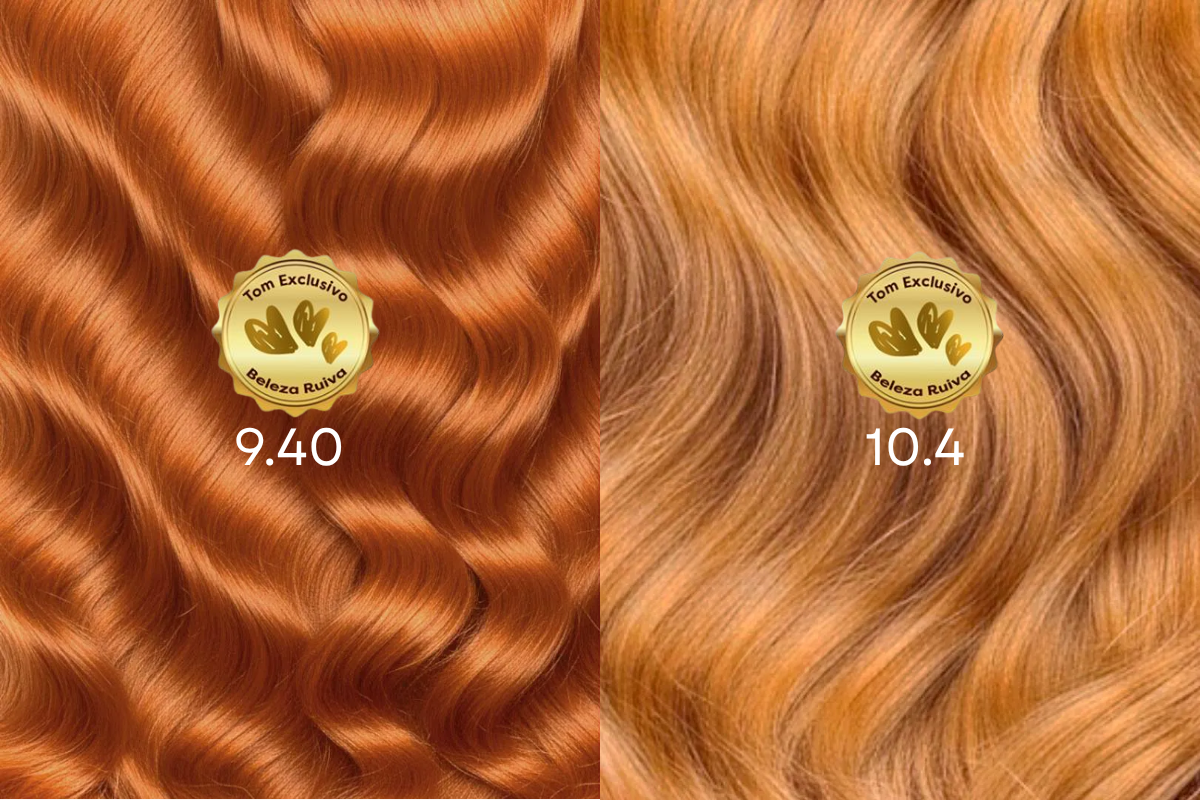 Nuances exclusivas 9.40 e 10.4 da Encanto Colors Beleza Ruiva para cabelos ruivos