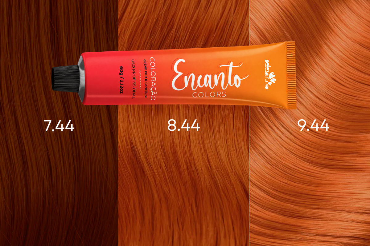 Ruivo intenso com as colorações 7.44, 8.44 e 9.44 Encanto Colors Beleza Ruiva